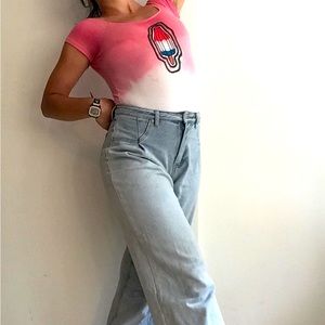 Hand-dyed Hand-painted Leotard with popsicle size M red, white and blue